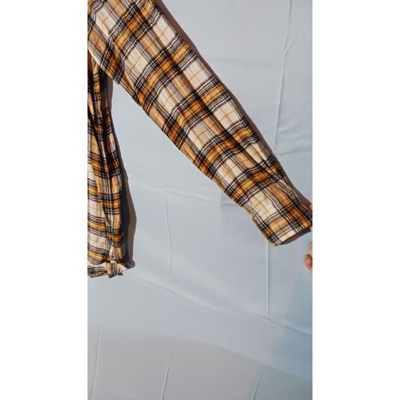Melloday Top Womens Small Yellow Black Plaid Long Sleeve Button Down100% Rayon - Picture 4 of 8